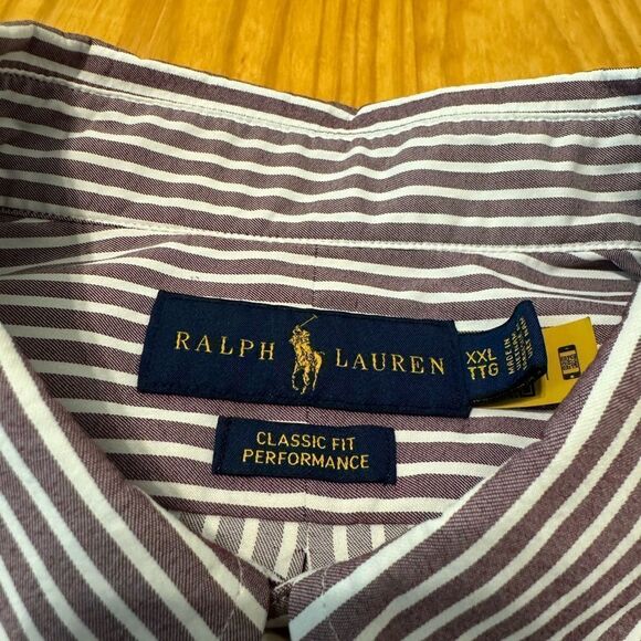 Polo Ralph Lauren Shirt Men’s XXLarge Striped Nylon Blend Button Down Pony Logo - Picture 2 of 9